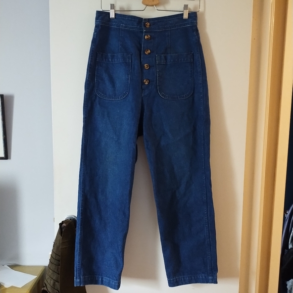 CARON CALLAHAN Emily Blue Cotton Denim Pants M - Picture 5 of 8